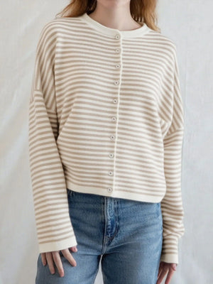 VILZSTUDIOS Casual Striped Knitted Cardigan