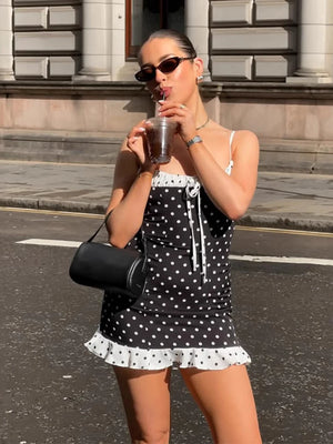 VILZSTUDIOS Vintage Polka Dot Suspender Mini Dress