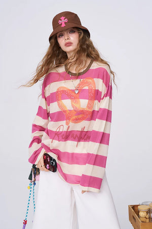 VILZSTUDIOS Contrast Stripe Knit Long Sleeve Top