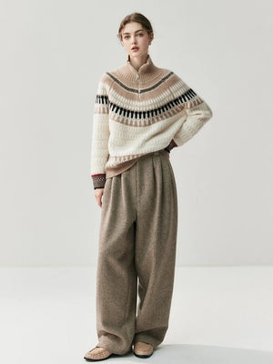 VILZSTUDIOS Luxury Cashmere Zipper Turtleneck Sweatshirt