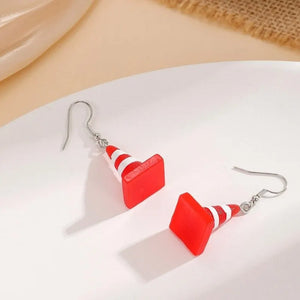 VILZSTUDIOS Vibrant Red Road Cone Drop Earring