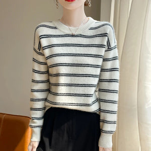 VILZSTUDIOS Cozy Striped Woolen Knit Sweater
