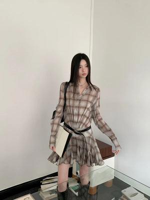 VILZSTUDIOS Plaid Ruffles Mini Dress