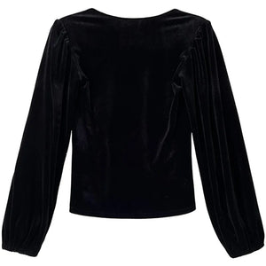 VILZSTUDIOS Black Velvet Square Neck Blouse