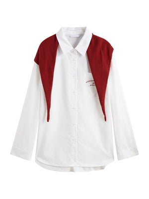 VILZSTUDIOS Blocked Shawl Casual Shirt
