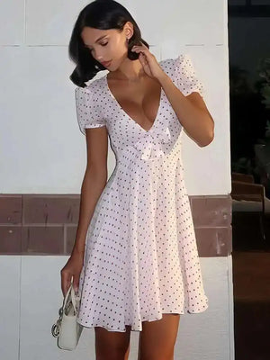 VILZSTUDIOS Elegant Polka Dot Zipper Mini Dress