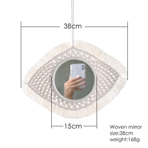 VILZSTUDIOS Decorative Mirrors Wall Decor Macrame Round Mirror Boho Home Decor Mirrors for Bedroom Living Room Bathroom Baby Room Decoration