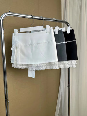 VILZSTUDIOS Spicy Lace Patchwork Mini Skirt