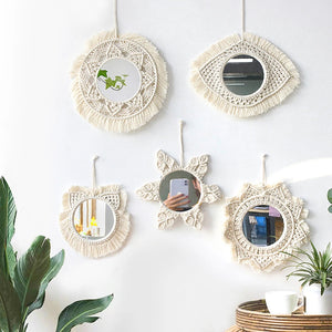 VILZSTUDIOS Macrame Mirror Wall Decoration Boho Home Decor Mirrors for Bedroom Wall Mirrors for Living Room Baby Room Decoration Nursery