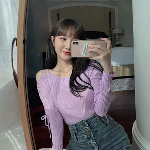 VILZSTUDIOS Sexy Off Shoulder Knitted Sweater