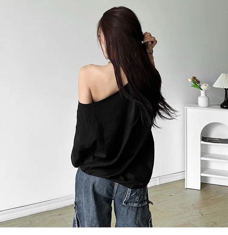 VILZSTUDIOS Oversized Printed Off Shoulder T-Shirt
