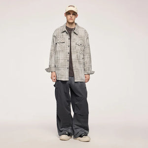 VILZSTUDIOS Plaid Distressed Oversize Long Sleeve Shirt