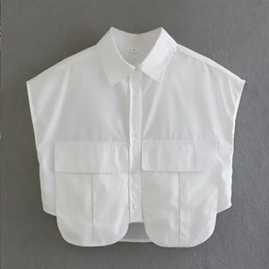 VILZSTUDIOS Elegant Cropped Sleeveless Shirt