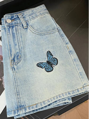 VILZSTUDIOS High Waist Diamond Butterfly Embroidered Skirt