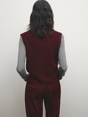 VILZSTUDIOS Classic Burgundy Knitted Vest