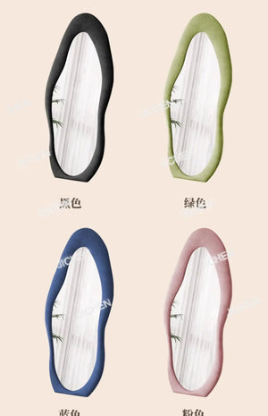 VILZSTUDIOS Full-length mirror Floor-to-ceiling Bedroom full-length mirror Special-shaped irregular cream ins wind fitting mirror