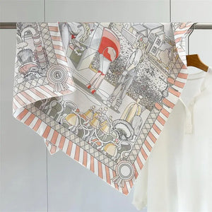 VILZSTUDIOS Fashion Lady Silk Print Scarves Square Luxury Shawl