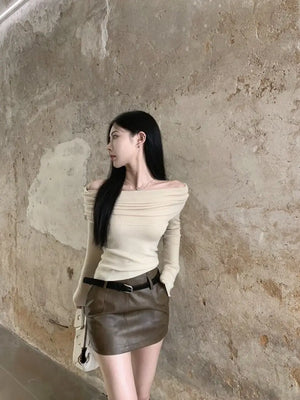 VILZSTUDIOS Off Shoulder Knitwear Sweater