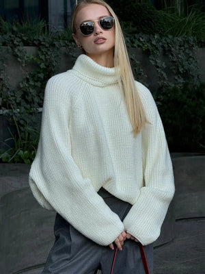 VILZSTUDIOS Stylish Knitted Turtleneck Backless Sweater