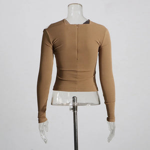 VILZSTUDIOS Sexy Slim Cut Out Long Sleeve Top