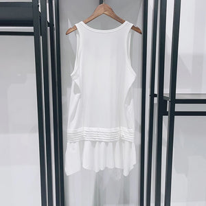 VILZSTUDIOS Sleeveless White Splicing Lace Blouse