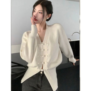 VILZSTUDIOS Chic Vintage Chinese Style Knitted Cardigan