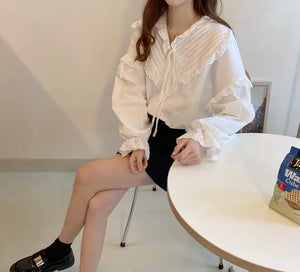 VILZSTUDIOS Stylish Lace-Up Button Down Shirt
