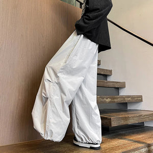 VILZSTUDIOS Solid Color Wide Leg Parachute Pants