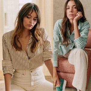 VILZSTUDIOS Striped Linen Long Sleeve Shirt