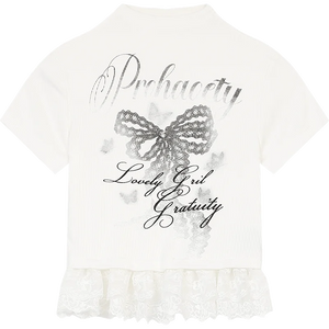 VILZSTUDIOS Lace Short-Sleeved Printed T-Shirt