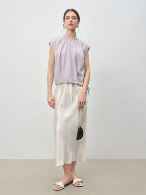 VILZSTUDIOS Luxury French Inspired Sleeveless Satin Blouse