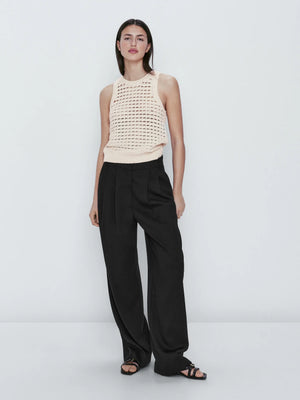 VILZSTUDIOS Sleeveless Knit Openwork Tank Top