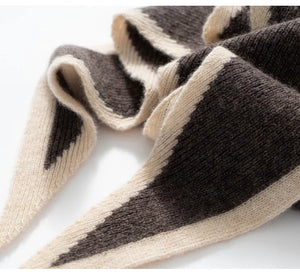 VILZSTUDIOS Imitation Cashmere Color Blocked Knitted Triangle Scarf Versatile Comfortable Soft Neck Protecting Thickened Warm Shawl Scarf