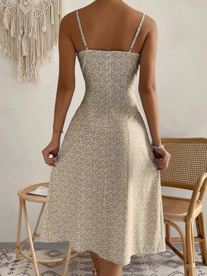 VILZSTUDIOS Floral Strappy Thigh Slit Sexy Dress