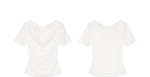 VILZSTUDIOS Lace Flower Edged Short Sleeve T-Shirt