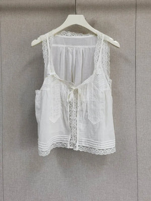 VILZSTUDIOS Embroidered Elegant Lace Sleeveless Tank Top