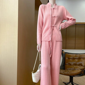 VILZSTUDIOS Elegant Retro Wool Two-Piece Set Pants