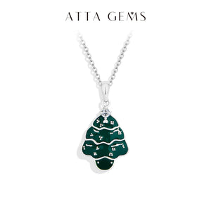 VILZSTUDIOS 925 Sterling Silver Moissanite Christmas Tree Necklace