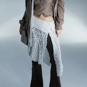 VILZSTUDIOS Vintage Lace Irregular White Skirt