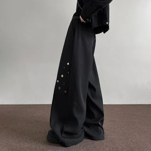 VILZSTUDIOS Black Wide Leg Button Pants