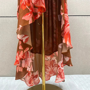 VILZSTUDIOS Floral Printed Backless Slim Fit Dress