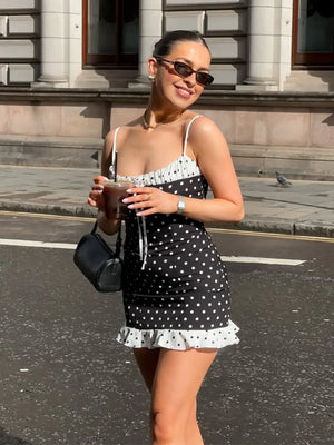VILZSTUDIOS Vintage Polka Dot Suspender Mini Dress