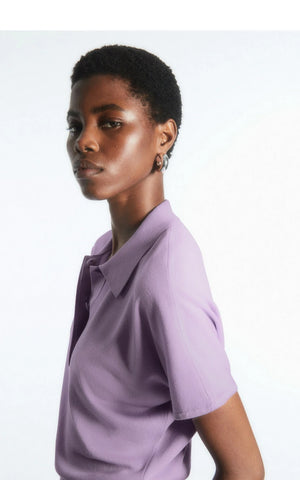VILZSTUDIOS Lavender Knitted Polo T-Shirt