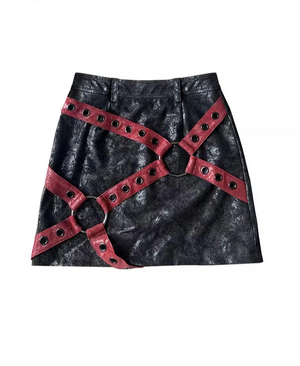 VILZSTUDIOS Cool Red & Black Patchwork Skirt