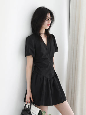 VILZSTUDIOS Black V-Neck Slim Fit Dress