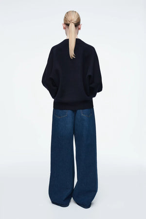 VILZSTUDIOS Navy Casual Round Neck Sweater
