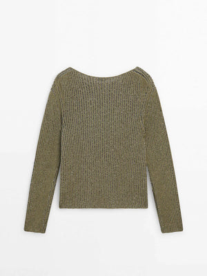 VILZSTUDIOS Green Slouchy Round Neck Sweater