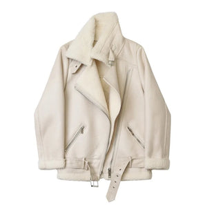 VILZSTUDIOS Warm Fur Collar Rider Jacket