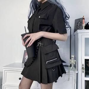 VILZSTUDIOS Gothic Punk Black High Waist Mini