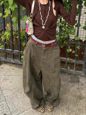 VILZSTUDIOS High Quality Military Green Curved Pants